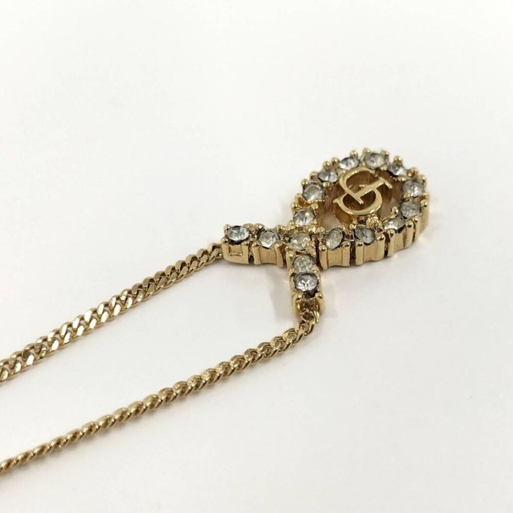 Christian Dior Necklace CD Logo Rhinestone Plated - Picture 6 of 7